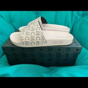 MCM Pink Woman’s Diagonal Monogram Rubber Slides